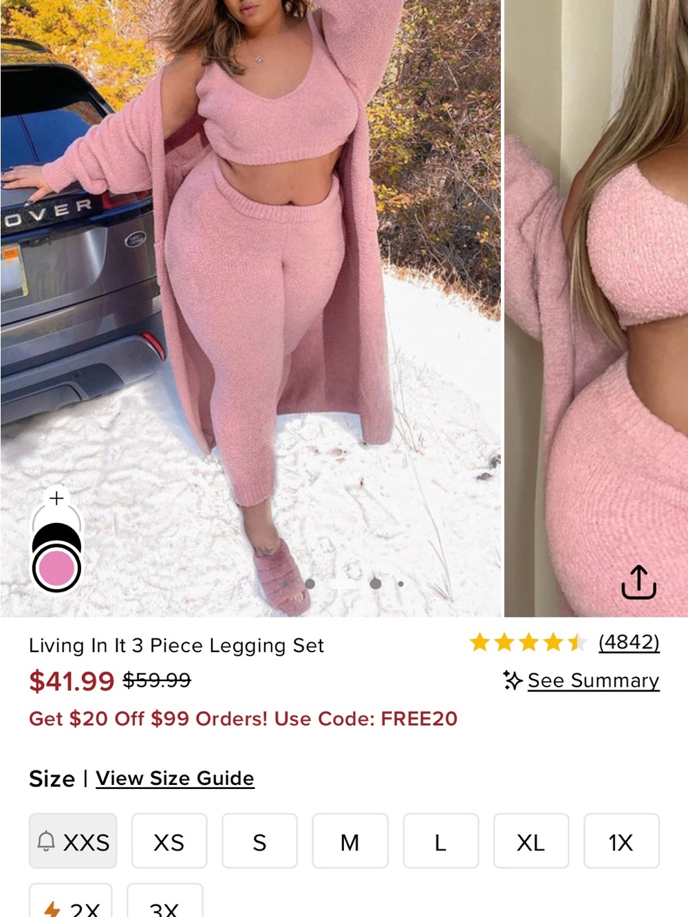 Plus Size Women’s 3-Piece Cozy Legging Set - Pink